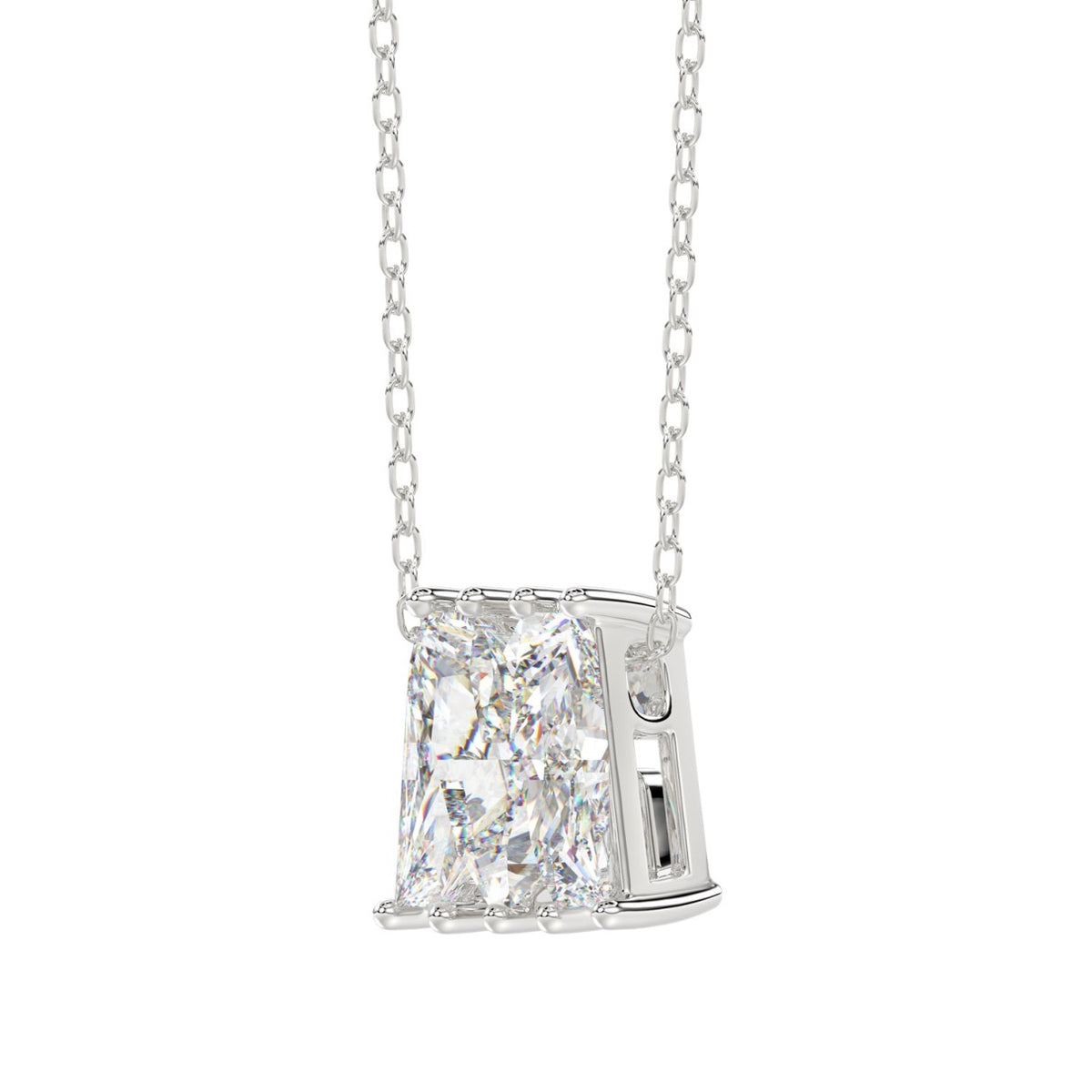 14K WHITE GOLD 1 5/8CT FANCY CUT ALPHABET DIAMOND LADIES PENDANT WITH CHAIN