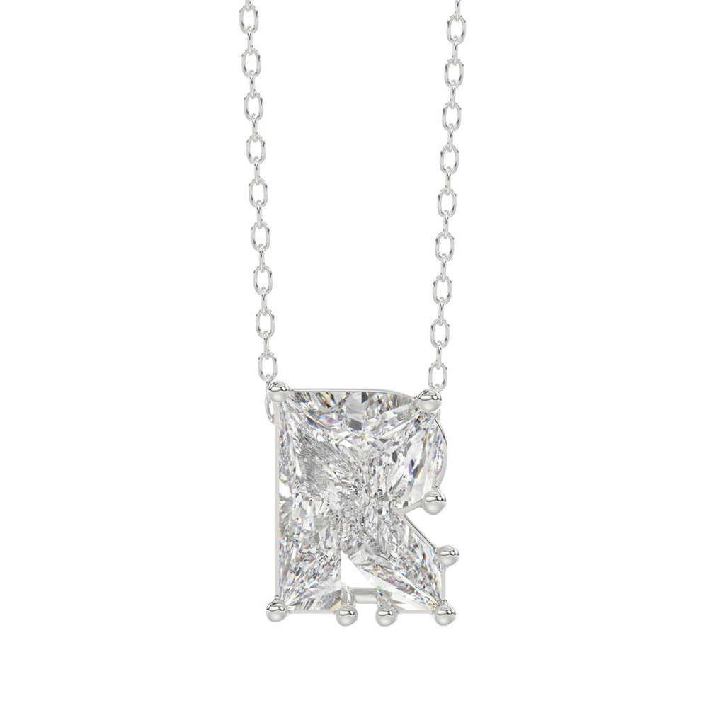 14K WHITE GOLD 1 5/8CT FANCY CUT ALPHABET DIAMOND LADIES PENDANT WITH CHAIN