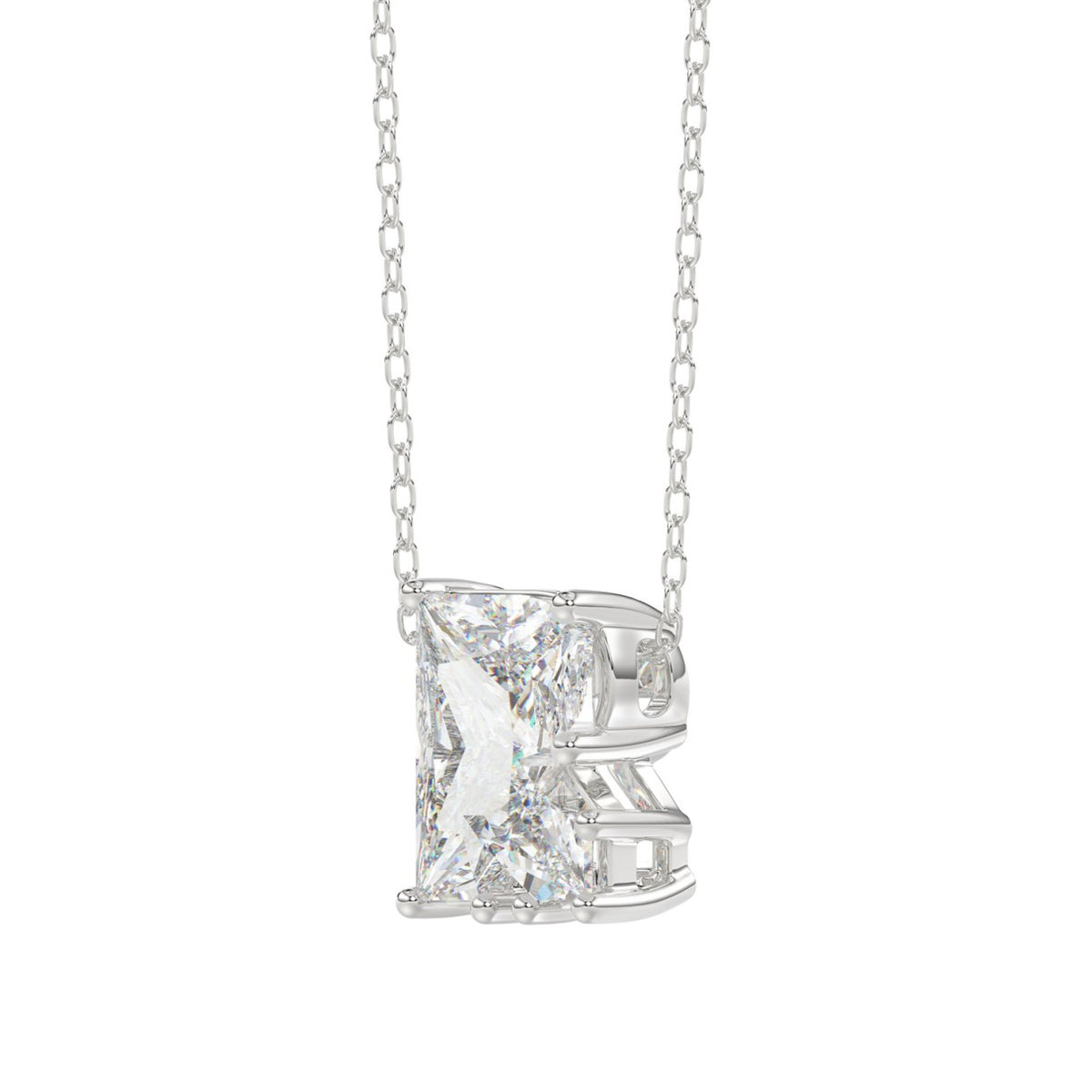 14K WHITE GOLD 1 5/8CT FANCY CUT ALPHABET DIAMOND LADIES PENDANT WITH CHAIN