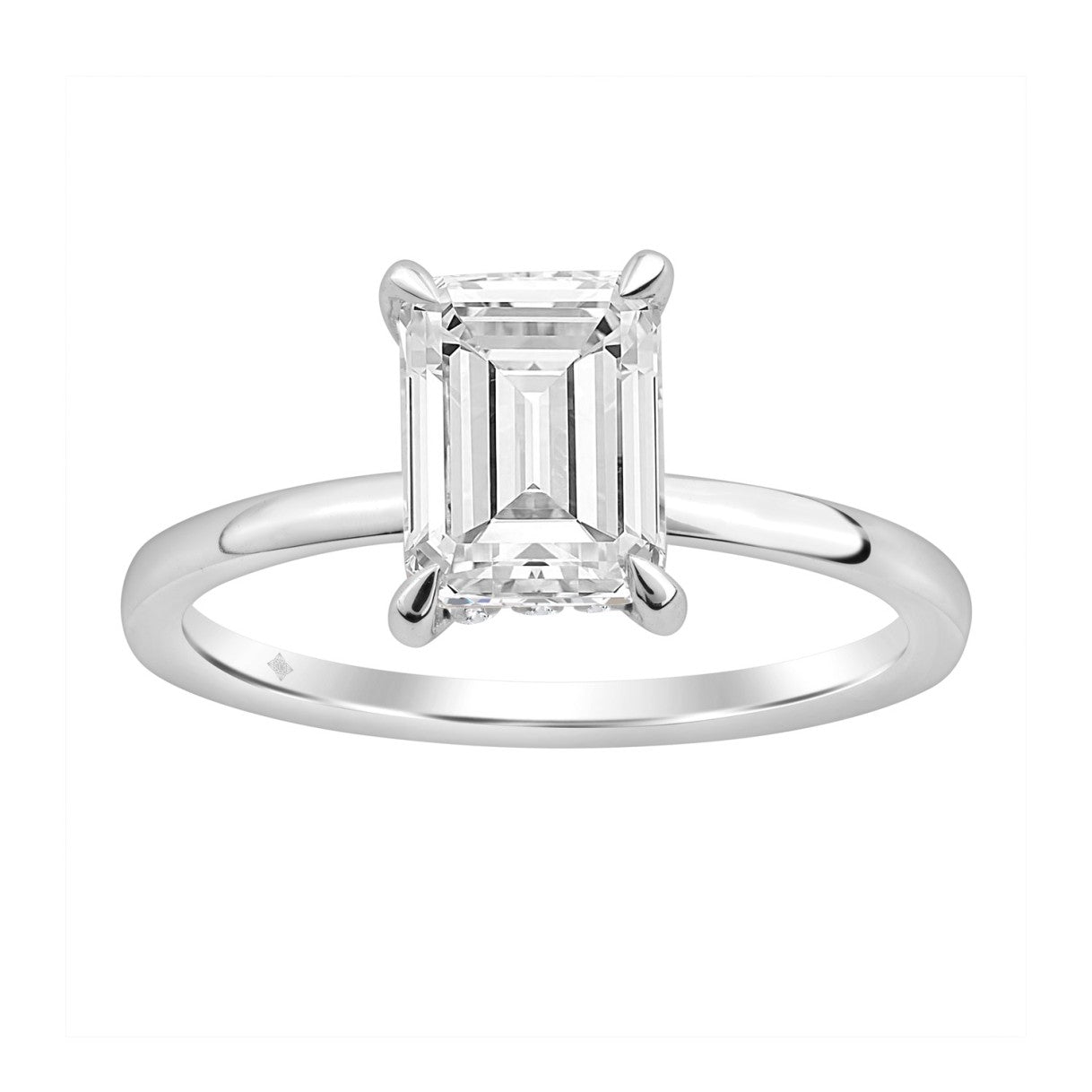 14K WHITE GOLD 2.00CT ROUND/EMERALD DIAMOND LADIES RING (CENTER STONE EMERALD DIAMOND 2CT)
