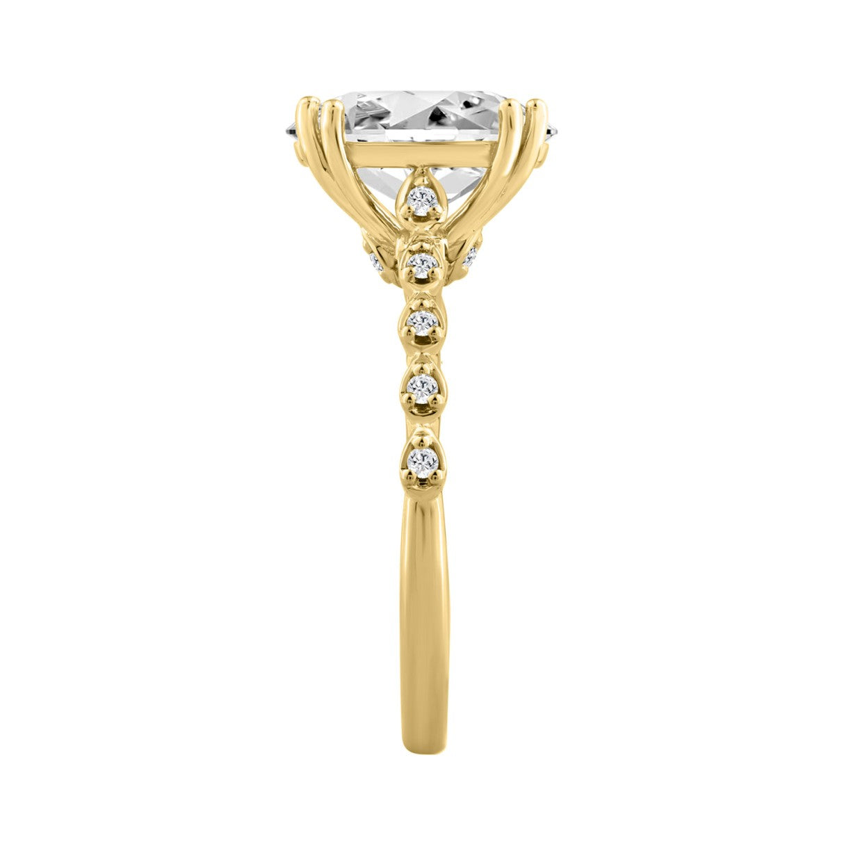 14K YELLOW GOLD 3.00CT ROUND/OVAL DIAMOND LADIES RING (CENTER STONE OVAL DIAMOND 3CT)