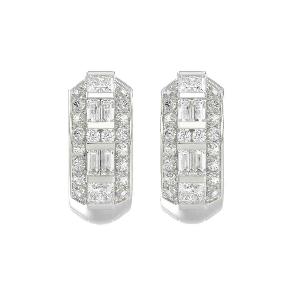 14K WHITE GOLD 1.00CT ROUND/PRINCESS/BAGUETTE DIAMOND LADIES EARRINGS