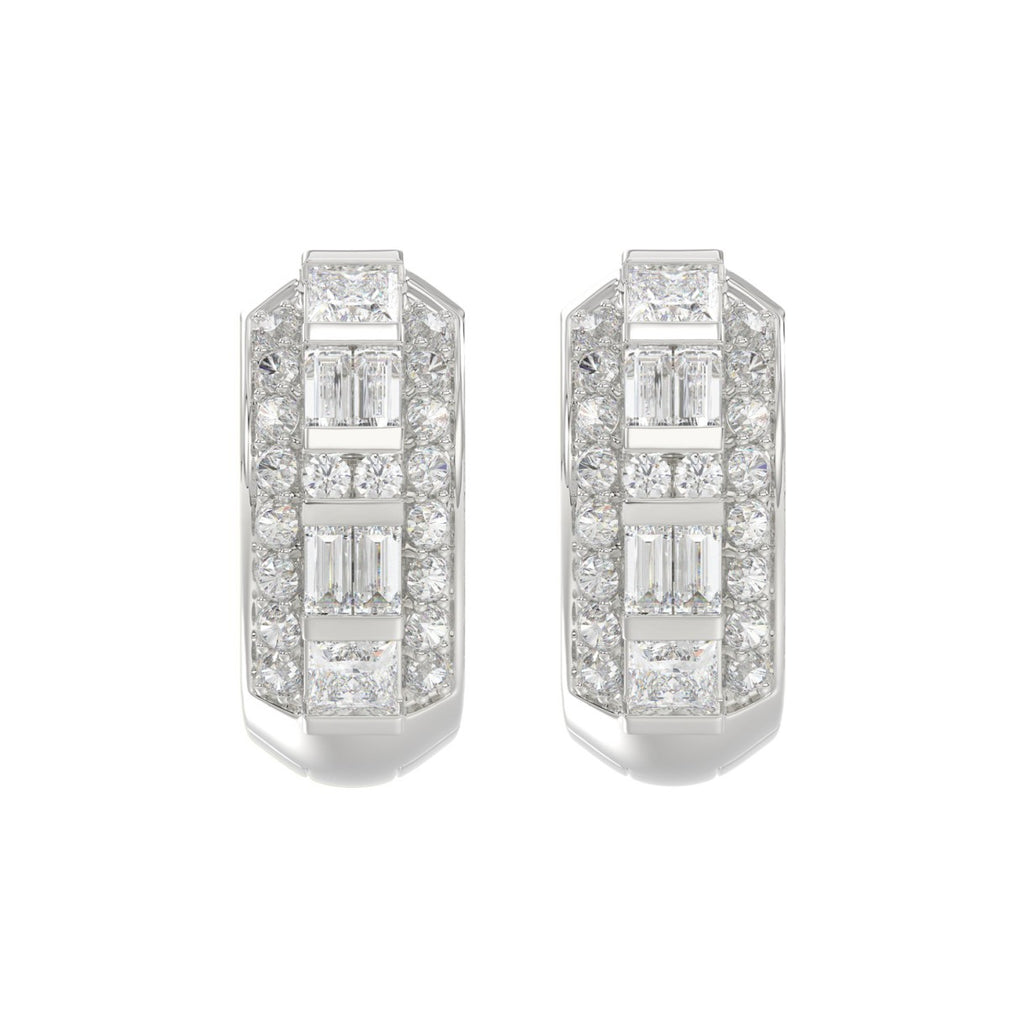 14K WHITE GOLD 1.00CT ROUND/PRINCESS/BAGUETTE DIAMOND LADIES EARRINGS