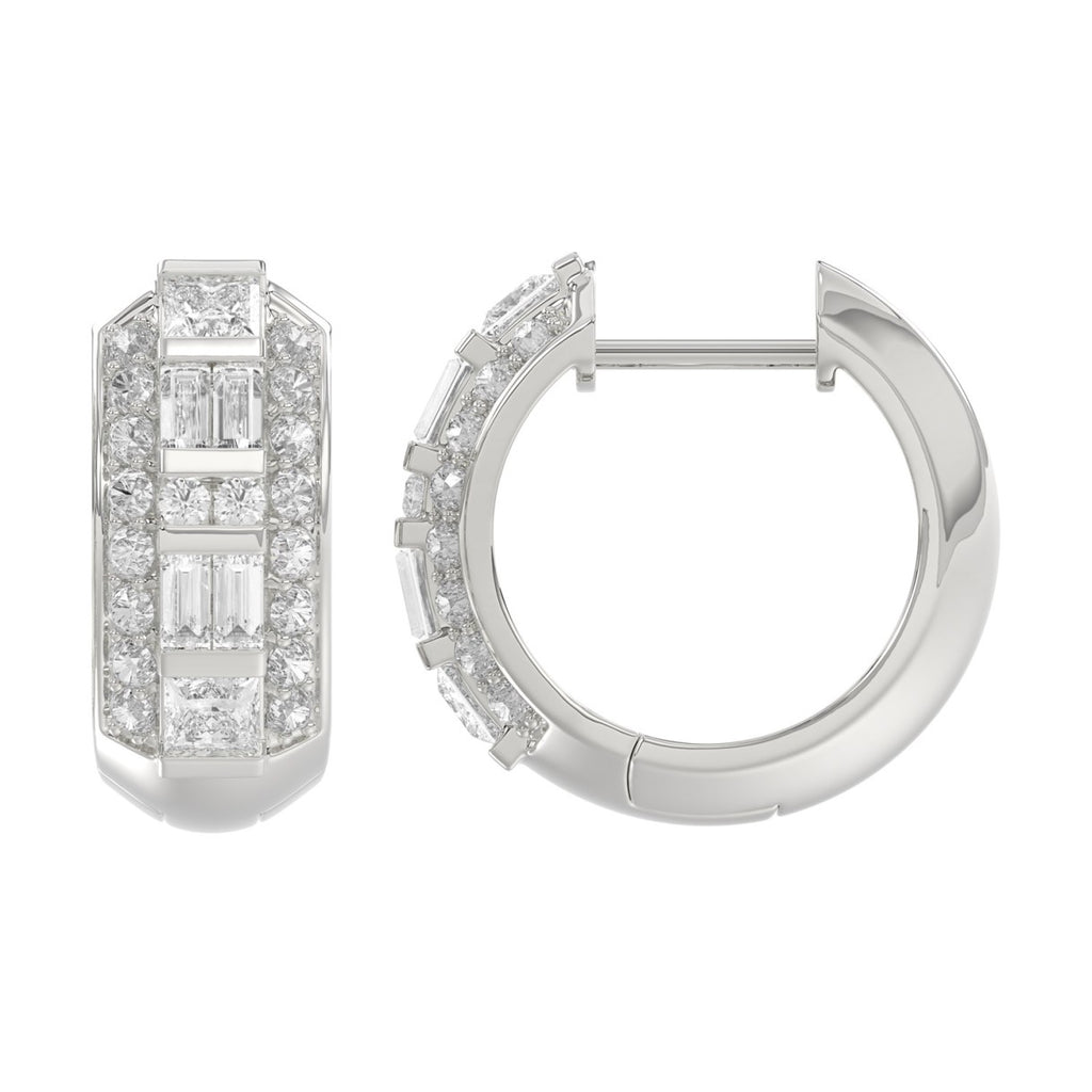 14K WHITE GOLD 1.00CT ROUND/PRINCESS/BAGUETTE DIAMOND LADIES EARRINGS
