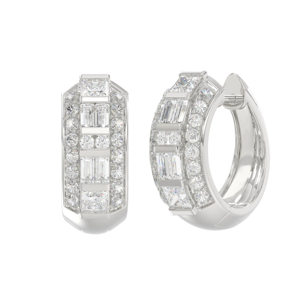 14K WHITE GOLD 1.00CT ROUND/PRINCESS/BAGUETTE DIAMOND LADIES EARRINGS