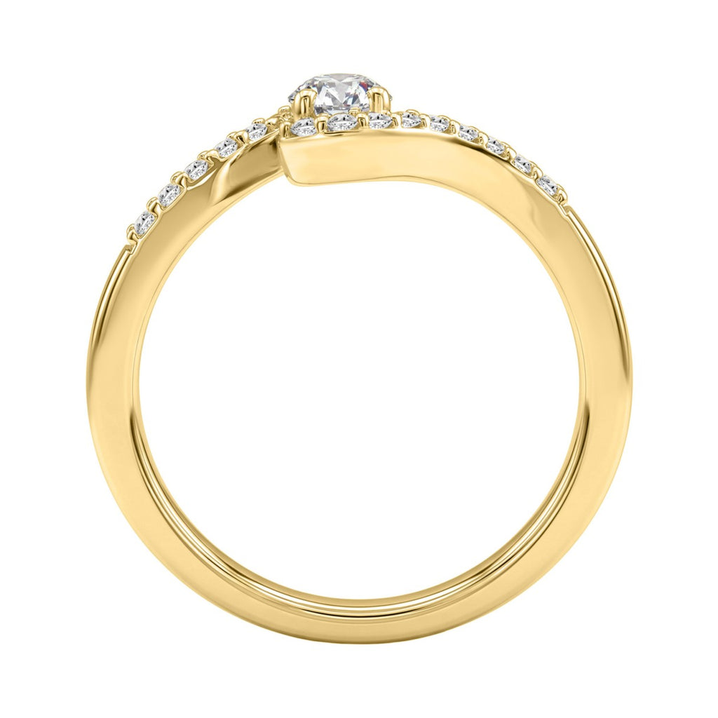 10K Yellow Gold 3/8Ct Pear & Round Cut Diamond Engagement Ring 1/4Ct Pear Center Stone Ladies Fashion Bridal Ring (Color F-G -Clarity Vs1/Vs2)