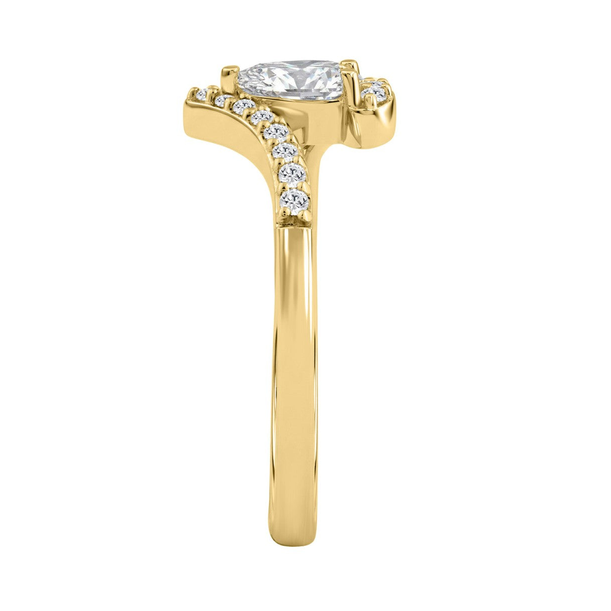 10K Yellow Gold 3/8Ct Pear & Round Cut Diamond Engagement Ring 1/4Ct Pear Center Stone Ladies Fashion Bridal Ring (Color F-G -Clarity Vs1/Vs2)