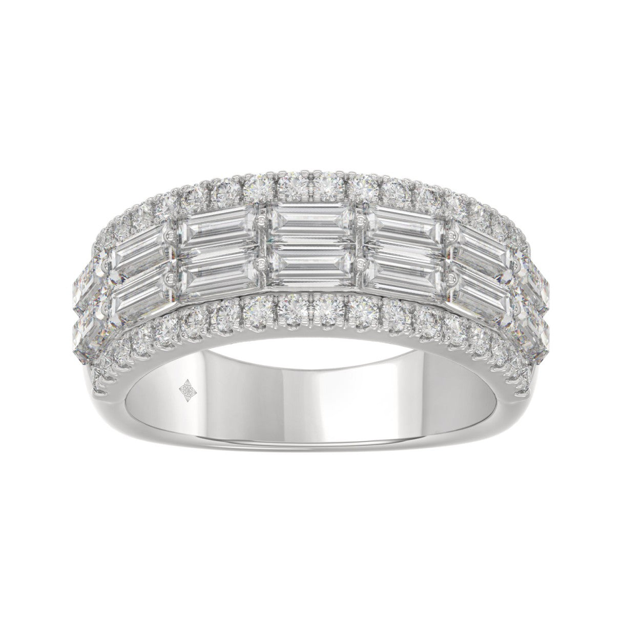 14K WHITE GOLD 1 1/4CT ROUND/BAGUETTE DIAMOND LADIES BAND