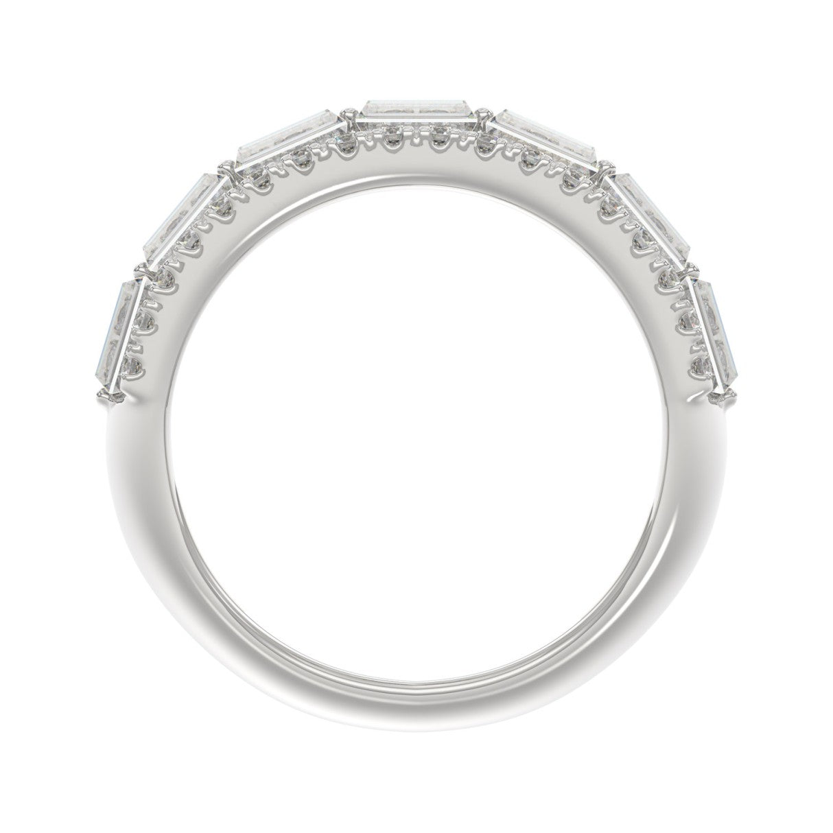 14K WHITE GOLD 1 1/4CT ROUND/BAGUETTE DIAMOND LADIES BAND