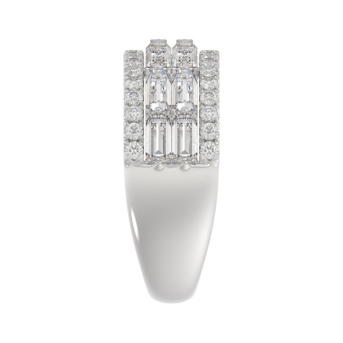 14K WHITE GOLD 1 1/4CT ROUND/BAGUETTE DIAMOND LADIES BAND