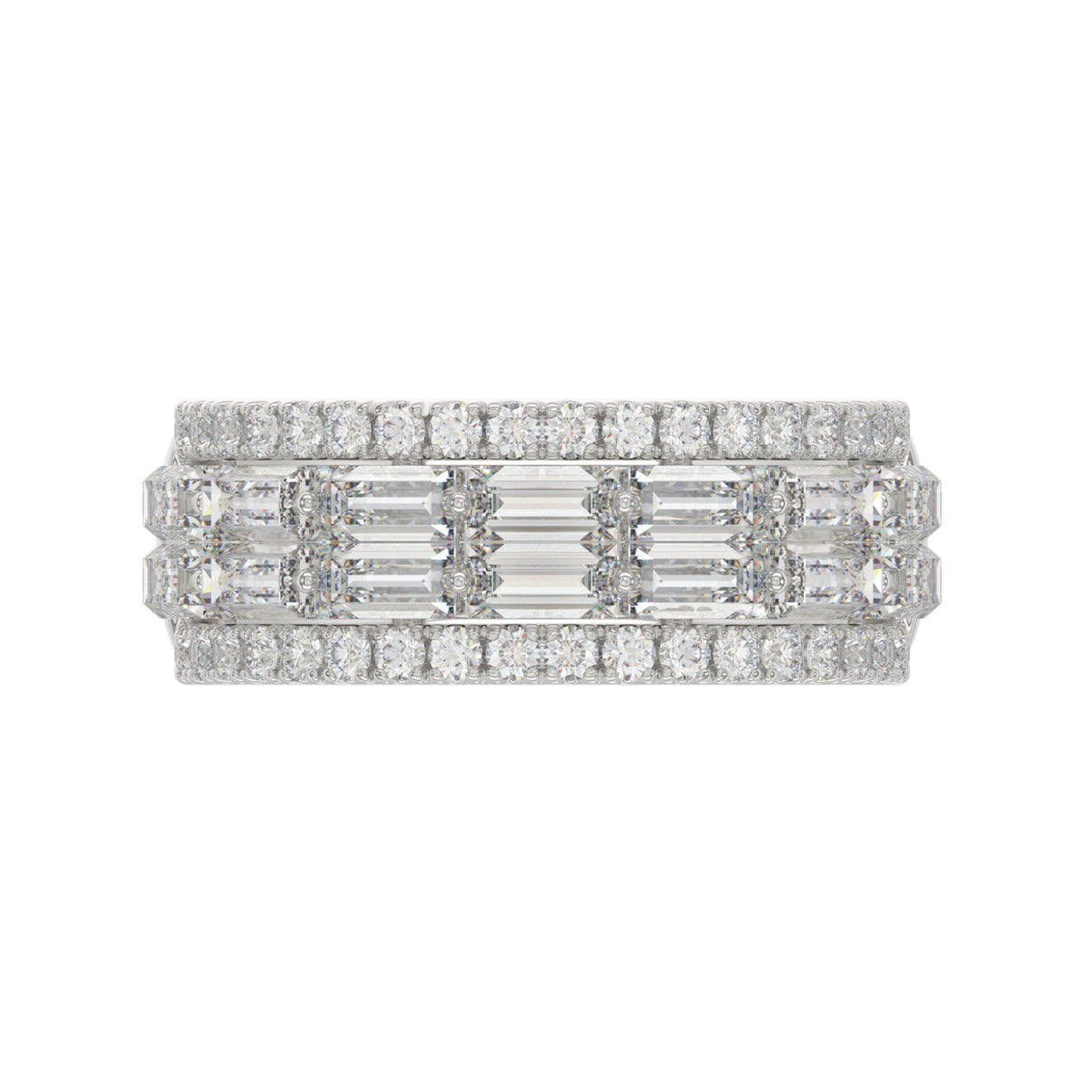 14K WHITE GOLD 1 1/4CT ROUND/BAGUETTE DIAMOND LADIES BAND