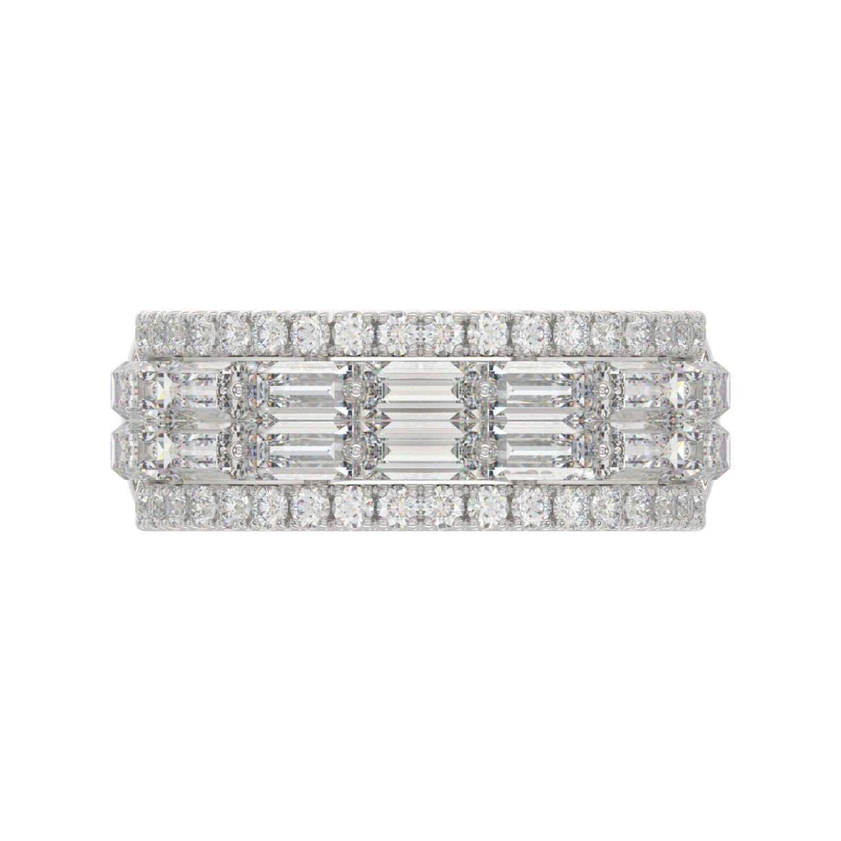14K WHITE GOLD 1 1/4CT ROUND/BAGUETTE DIAMOND LADIES BAND
