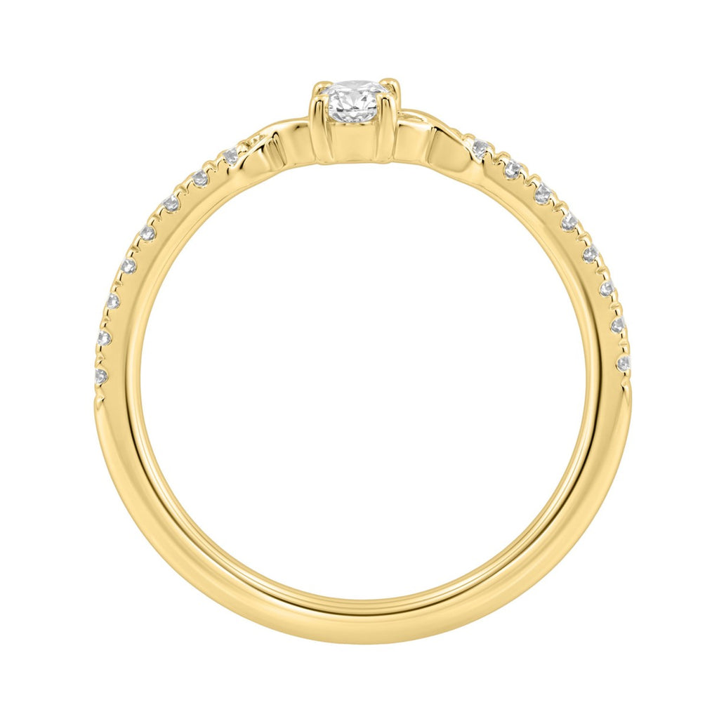 Elegant 10K Yellow Gold Oval Diamond Engagement Ring For Women 3/8 Ct Round & Oval Diamonds 1/4Ct Oval Center Stone (Color F-G -Clarity Vs1/Vs2)