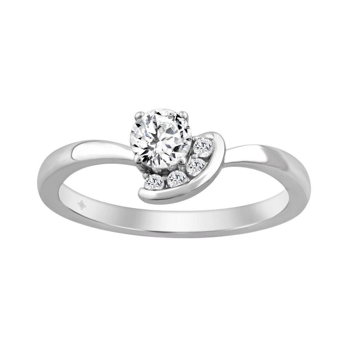 Elegant 10K White Gold Round Diamond Engagement Ring 3/8Ct Ladies Fashion Ring (Color F-G -Clarity Vs1/Vs2)