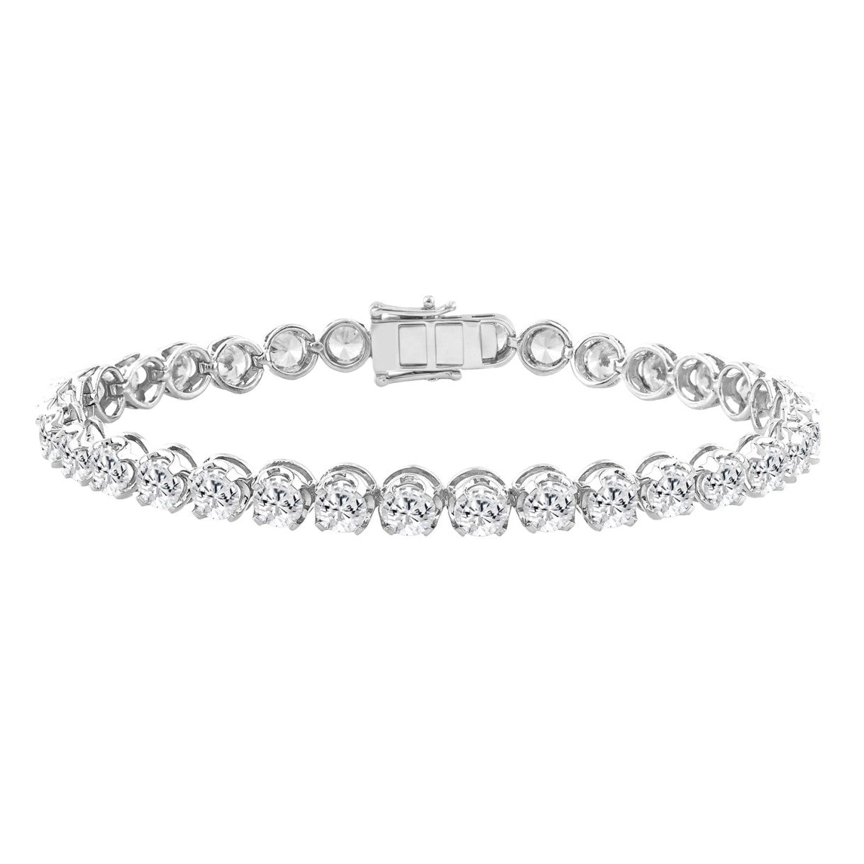 14K WHITE GOLD 10.00CT ROUND DIAMOND LADIES BRACELET