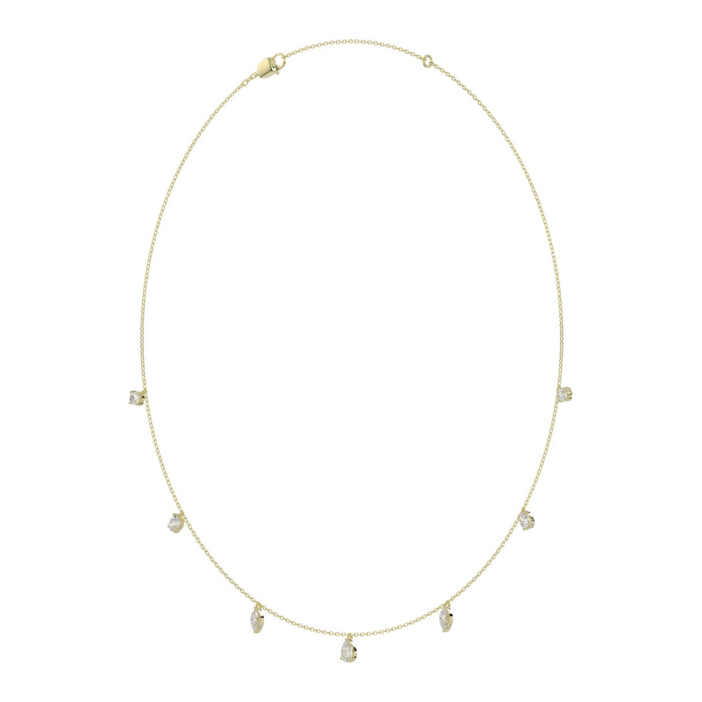 14K YELOW GOLD 1.00CT ROUND/PEAR/MARQUISE/OVAL DIAMOND LADIES NECKLACE