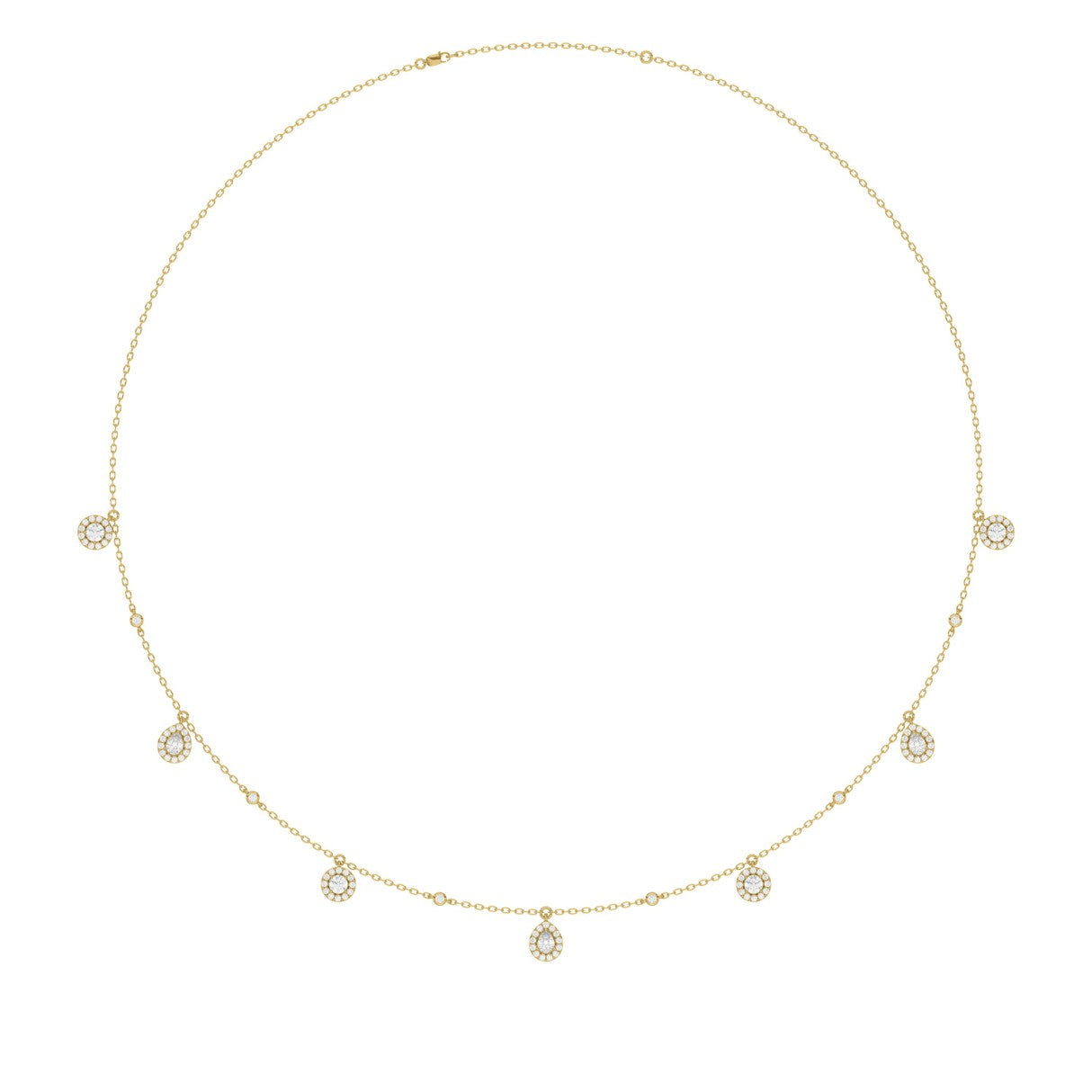 14K YELLOW GOLD 1.00CT ROUND/PEAR DIAMOND LADIES NECKLACE