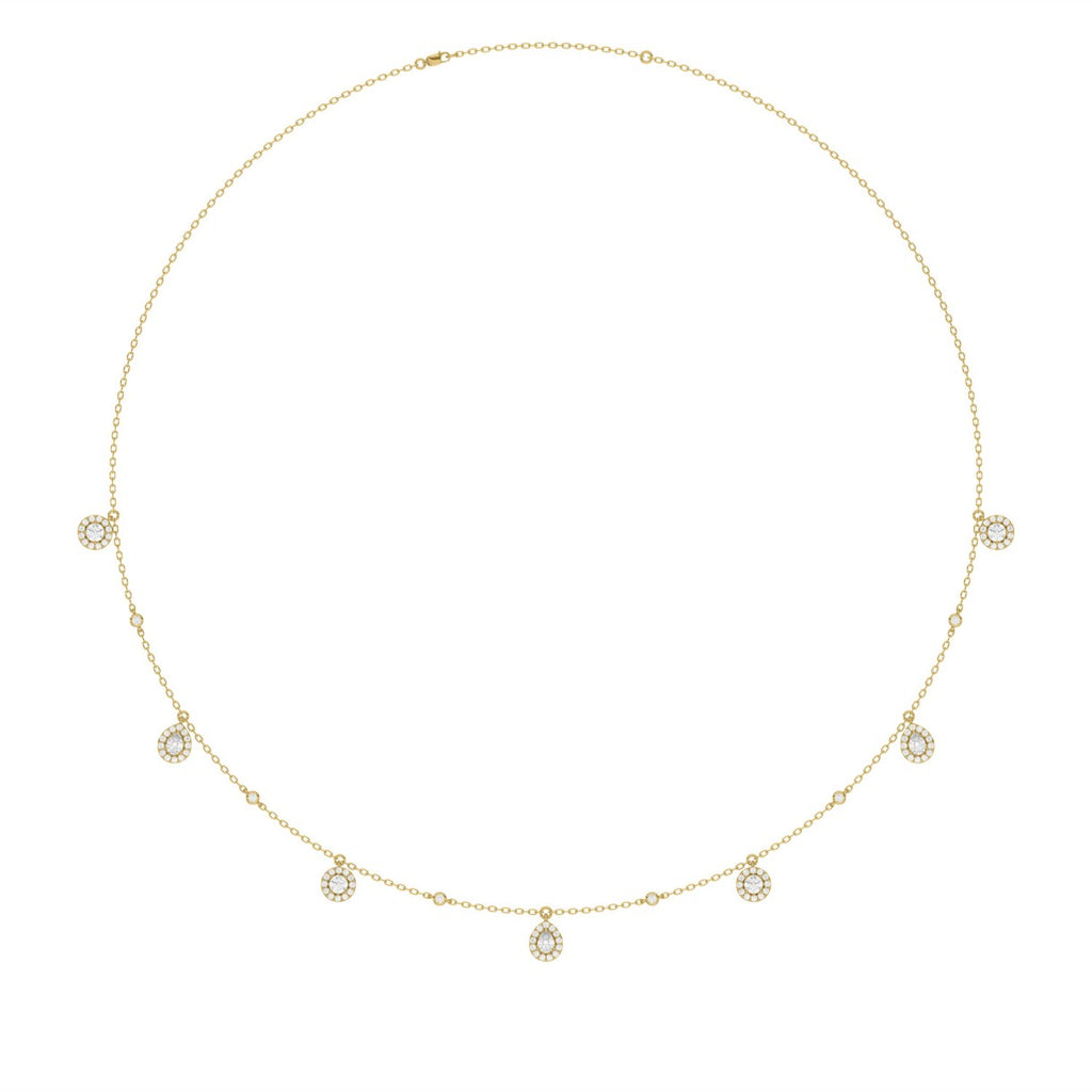 14K YELLOW GOLD 1.00CT ROUND/PEAR DIAMOND LADIES NECKLACE