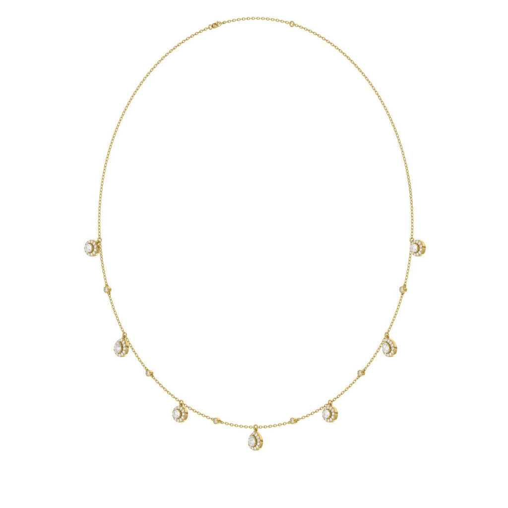 14K YELLOW GOLD 1.00CT ROUND/PEAR DIAMOND LADIES NECKLACE