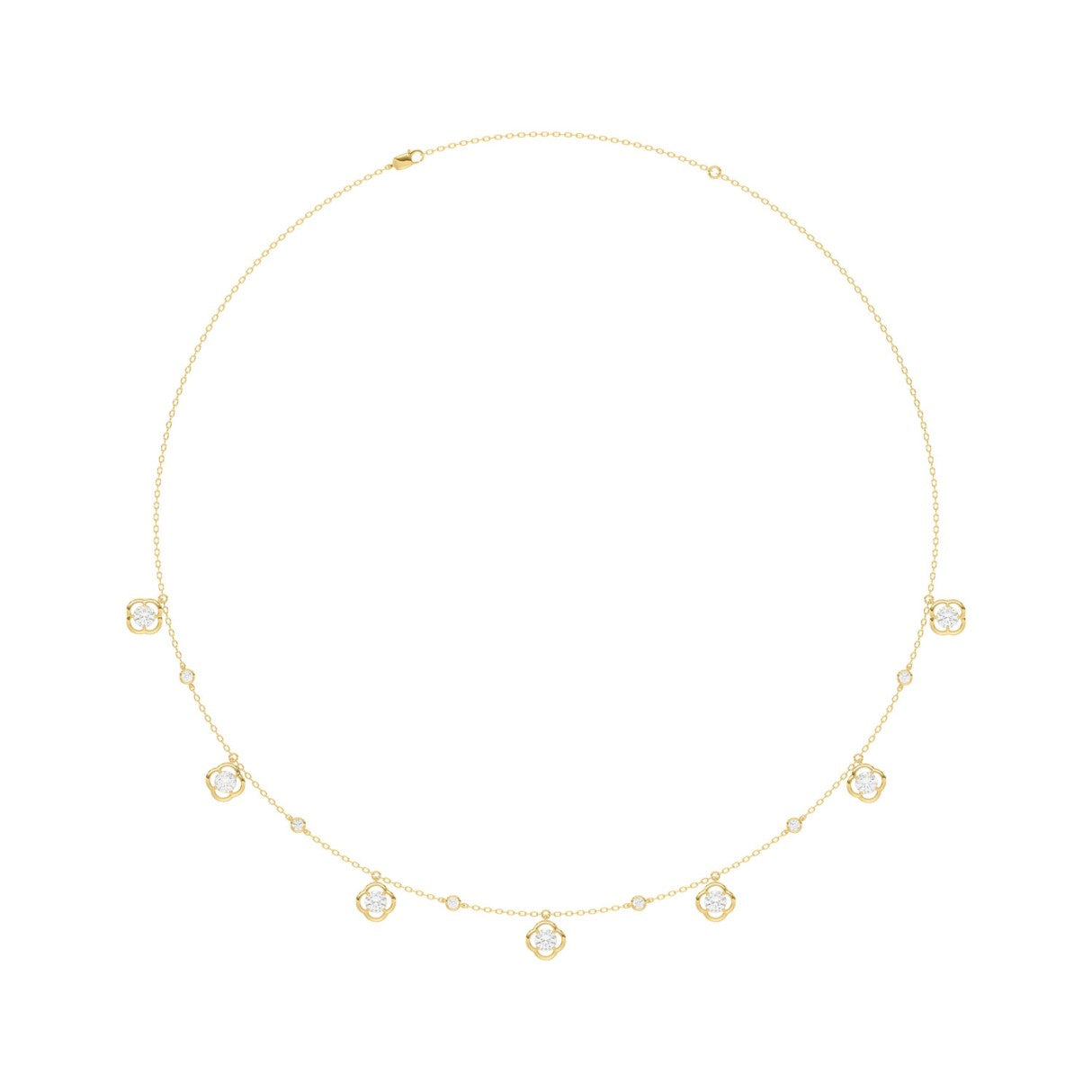 14K YELLOW GOLD 1 1/2CT ROUND DIAMOND LADIES NECKLACE