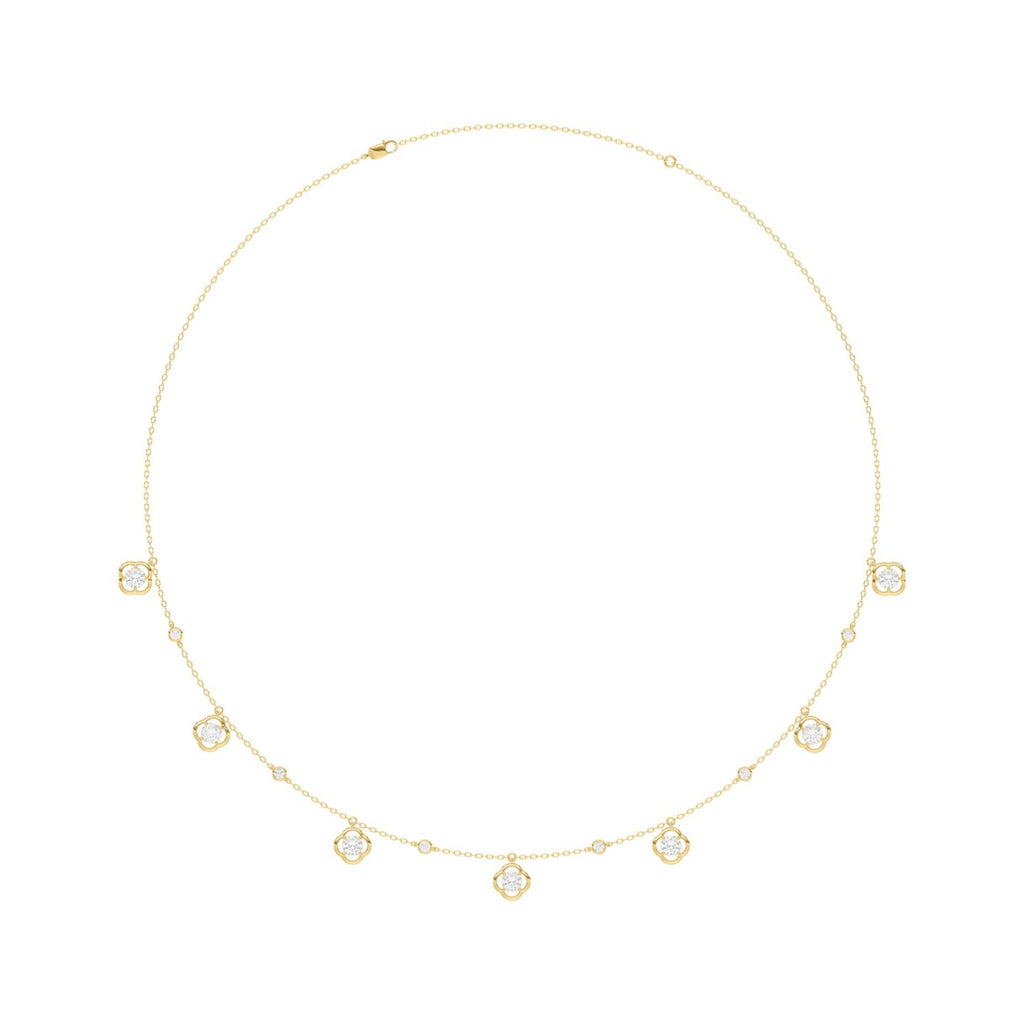 14K YELLOW GOLD 1 1/2CT ROUND DIAMOND LADIES NECKLACE