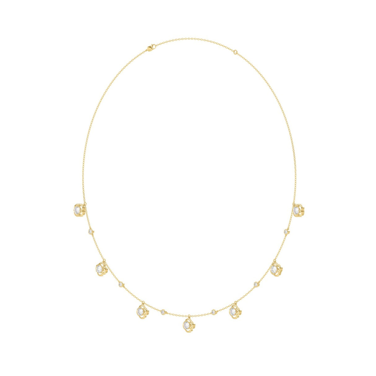 14K YELLOW GOLD 1 1/2CT ROUND DIAMOND LADIES NECKLACE