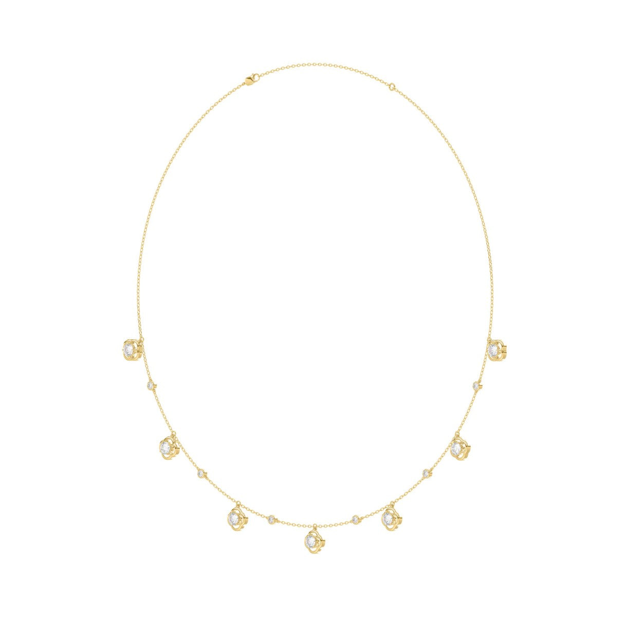 14K YELLOW GOLD 1 1/2CT ROUND DIAMOND LADIES NECKLACE