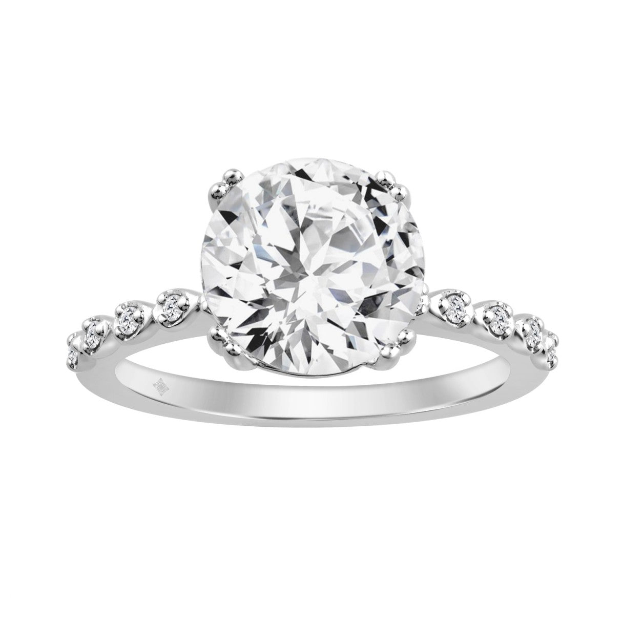 14K WHITE GOLD 3.00CT ROUND DIAMOND LADIES RING (CENTER STONE ROUND DIAMOND 3CT)