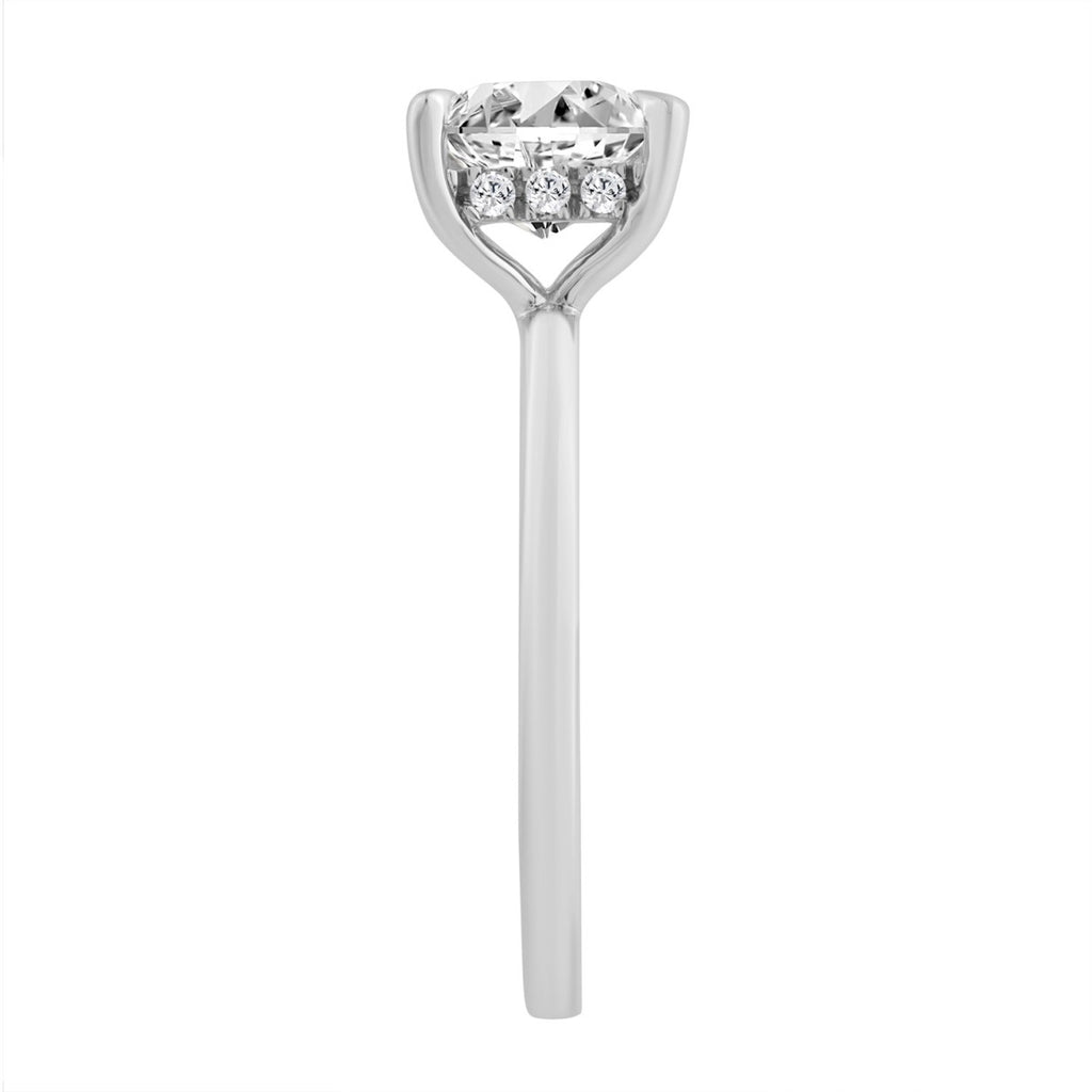 14K WHITE GOLD 2.00CT ROUND/CUSHION DIAMOND LADIES RING (CENTER STONE CUSHION DIAMOND 2CT)