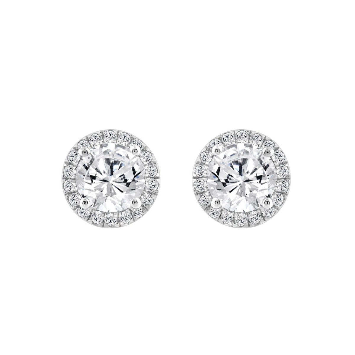 14K WHITE GOLD 2 1/4CT ROUND DIAMOND LADIES EARRINGS
