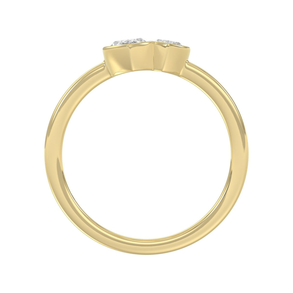 Elegant ColleCTions Linked Hearts Ladies Ring 10K Yellow Gold 3/4CT Marquise Lab Grown Diamond (Color F-G -Clarity VS1/VS2)