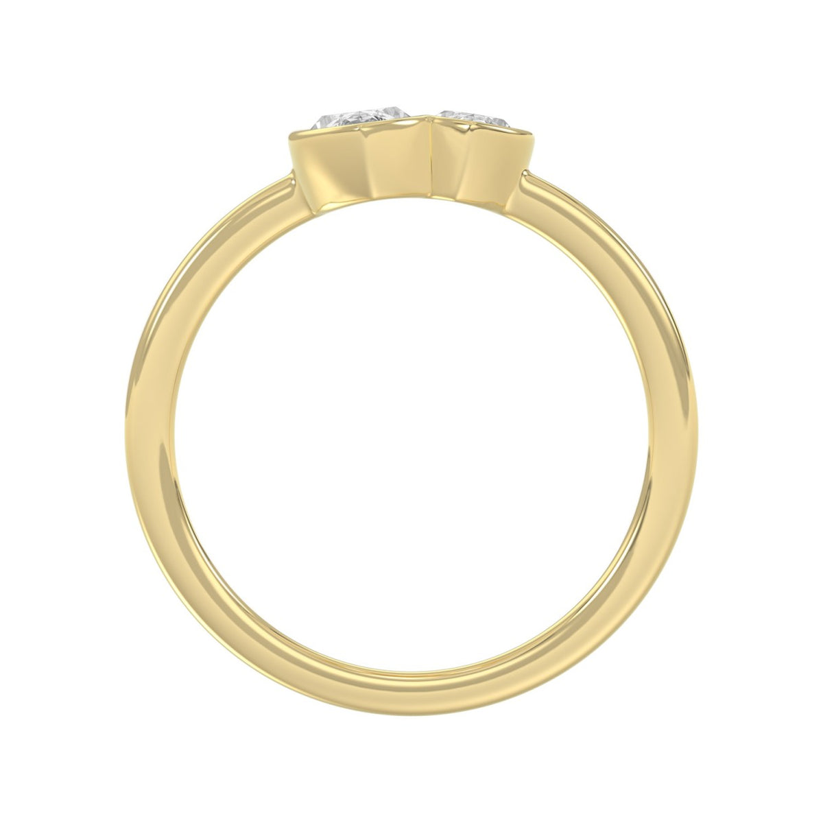 Elegant ColleCTions Linked Hearts Ladies Ring 10K Yellow Gold 3/4CT Marquise Lab Grown Diamond (Color F-G -Clarity VS1/VS2)