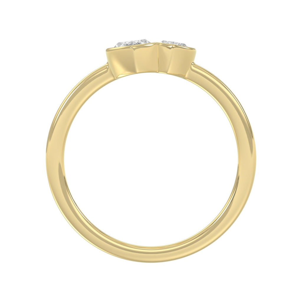 Elegant ColleCTions Linked Hearts Ladies Ring 10K Yellow Gold 3/4CT Marquise Lab Grown Diamond (Color F-G -Clarity VS1/VS2)