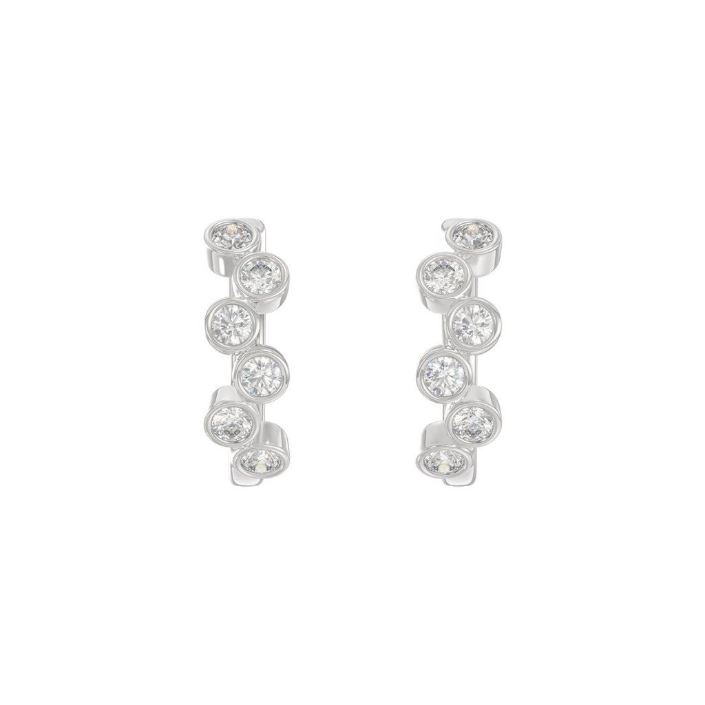 Elegant Ladies 10K White Gold 3/4Ct Round Lab Grown Diamond Fancy Hoop Earrings  (Color F-G -Clarity Vs1/Vs2)