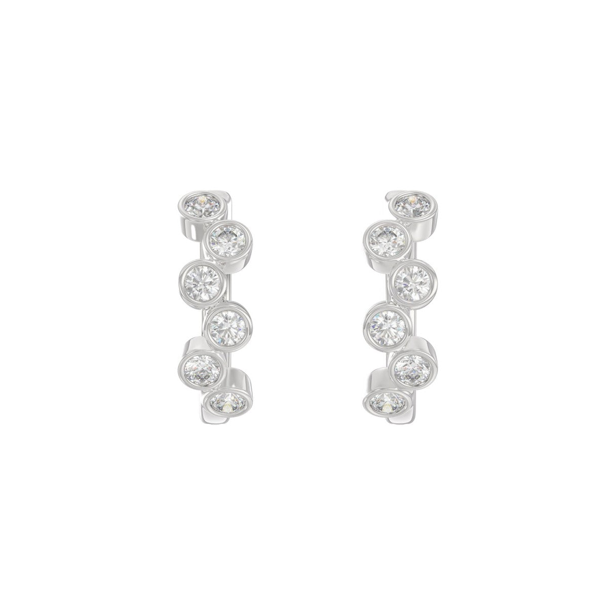 Elegant Ladies 10K White Gold 3/4Ct Round Lab Grown Diamond Fancy Hoop Earrings  (Color F-G -Clarity Vs1/Vs2)