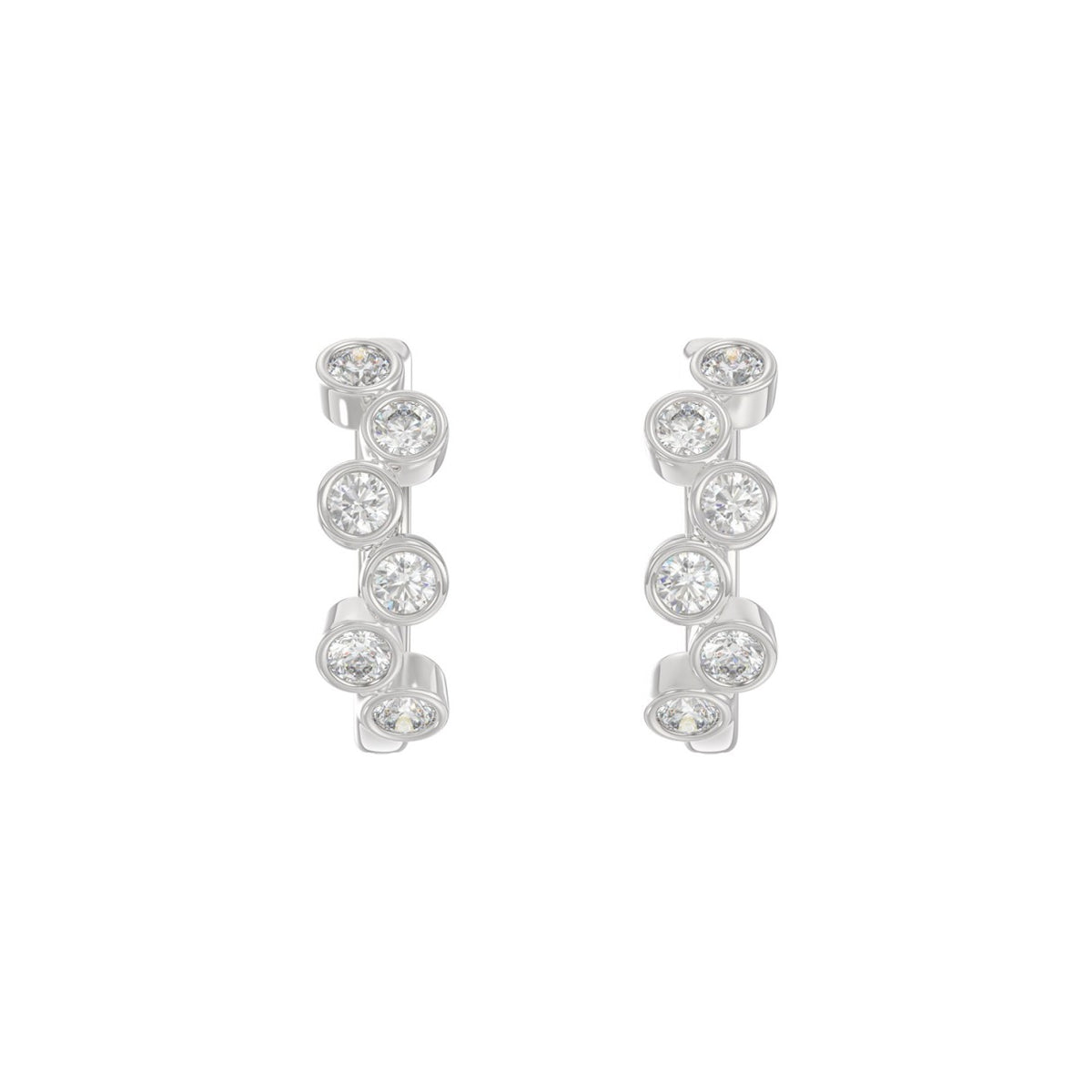 Elegant Ladies 10K White Gold 3/4Ct Round Lab Grown Diamond Fancy Hoop Earrings  (Color F-G -Clarity Vs1/Vs2)