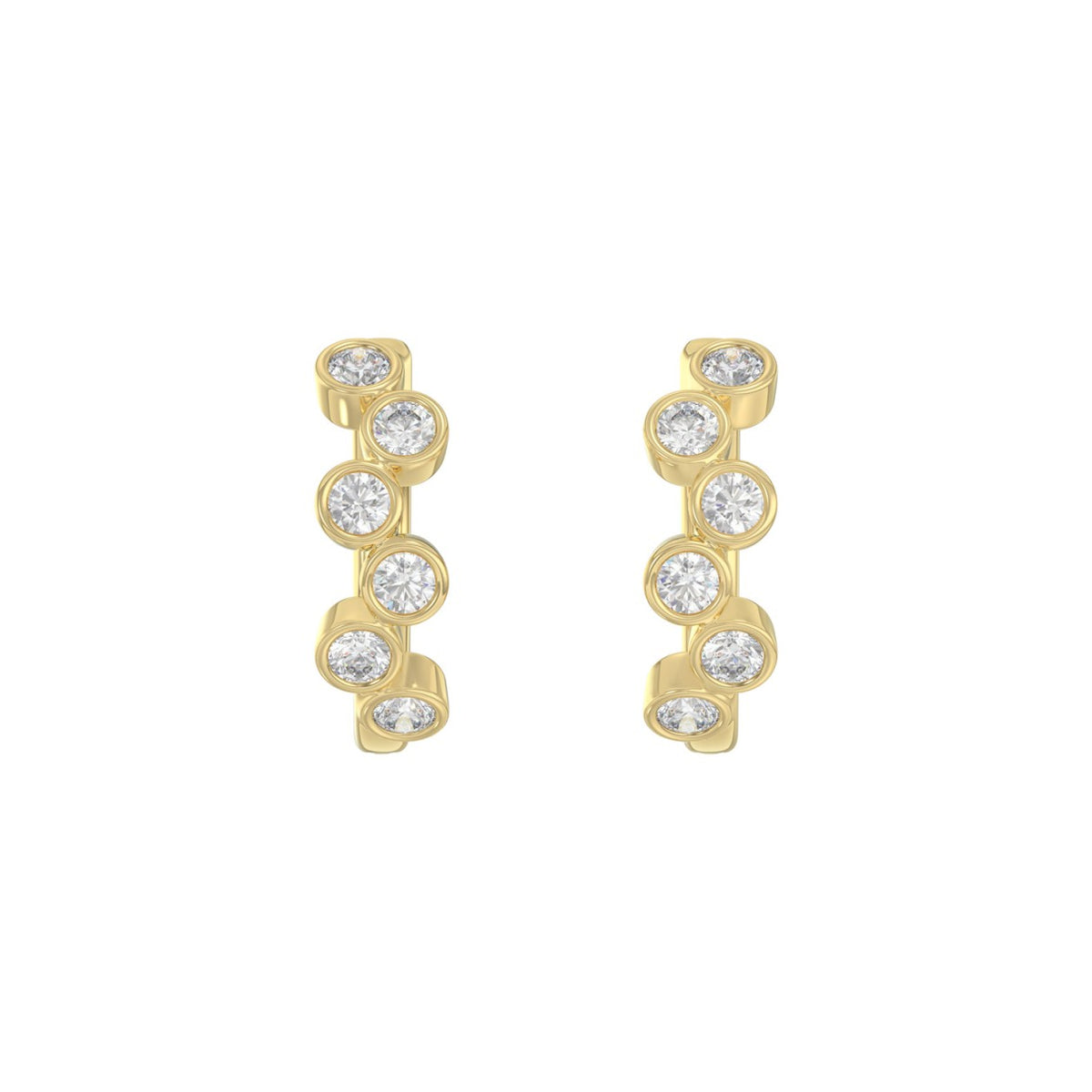 Elegant Ladies 10K Yellow Gold 3/4CT Round Lab Grown Diamond Fancy Hoop Earrings  (Color F-G -Clarity VS1/VS2)