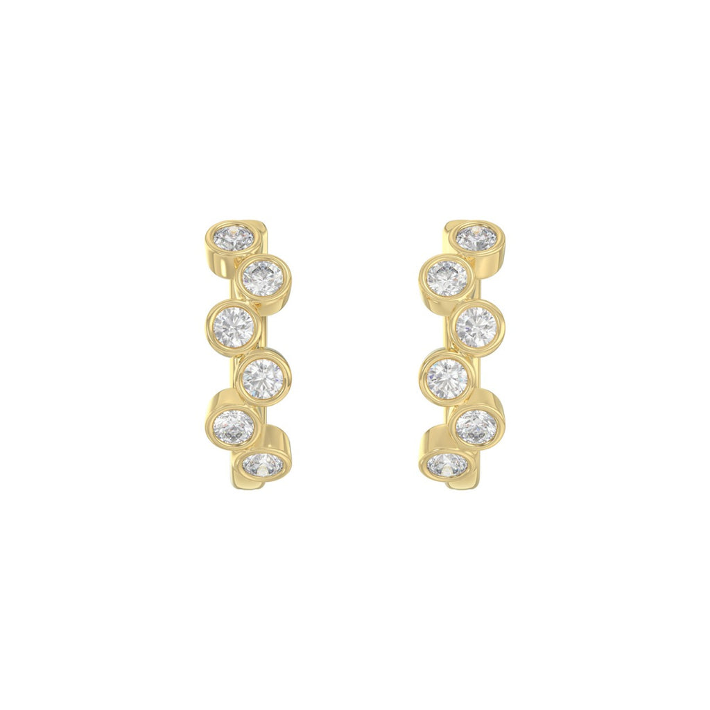 Elegant Ladies 10K Yellow Gold 3/4CT Round Lab Grown Diamond Fancy Hoop Earrings  (Color F-G -Clarity VS1/VS2)