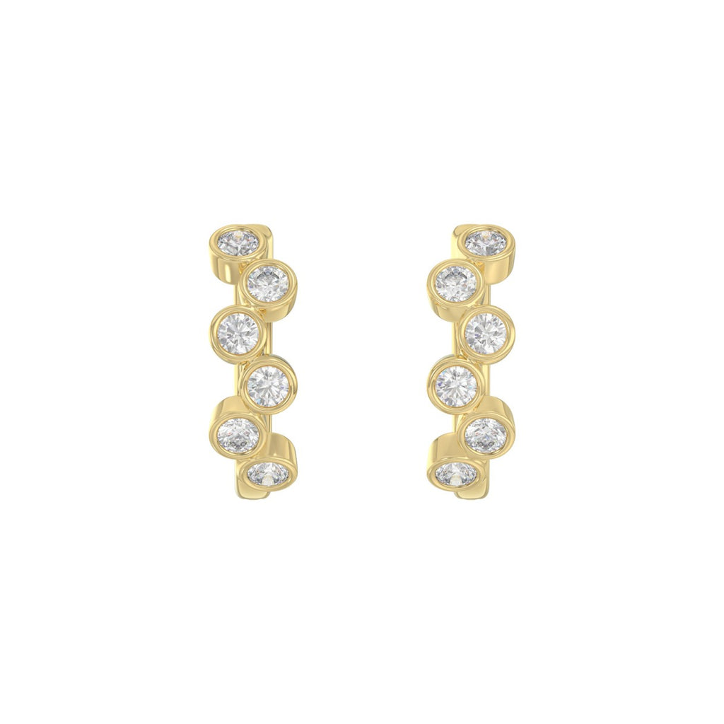 Elegant Ladies 10K Yellow Gold 3/4CT Round Lab Grown Diamond Fancy Hoop Earrings  (Color F-G -Clarity VS1/VS2)