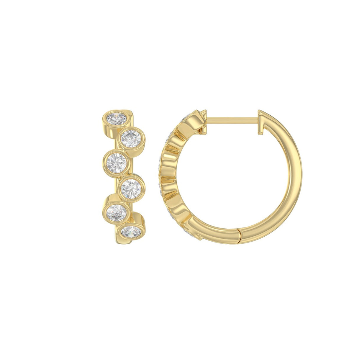 Elegant Ladies 10K Yellow Gold 3/4CT Round Lab Grown Diamond Fancy Hoop Earrings  (Color F-G -Clarity VS1/VS2)