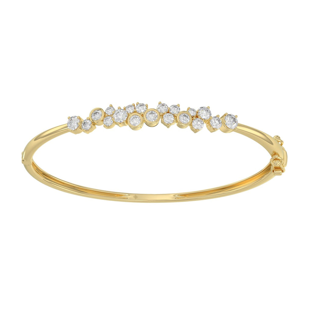 14K Yellow Gold Ladies Flexible Bangle 1 3/4CT Round Cut Diamonds  (Color F-G -Clarity VS1/VS2)