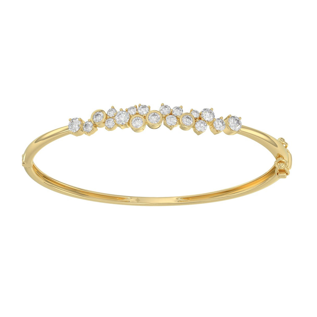 14K Yellow Gold Ladies Flexible Bangle 1 3/4CT Round Cut Diamonds  (Color F-G -Clarity VS1/VS2)