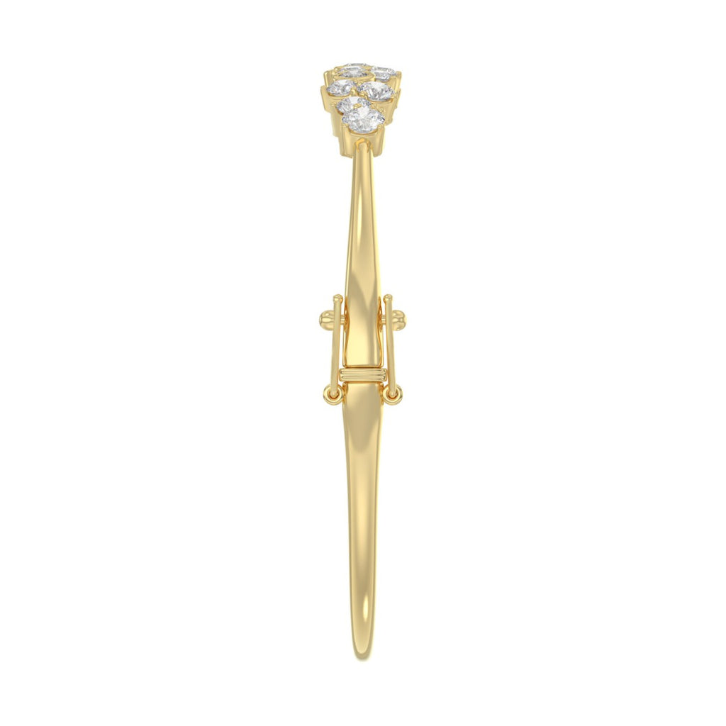 14K Yellow Gold Ladies Flexible Bangle 1 3/4CT Round Cut Diamonds  (Color F-G -Clarity VS1/VS2)