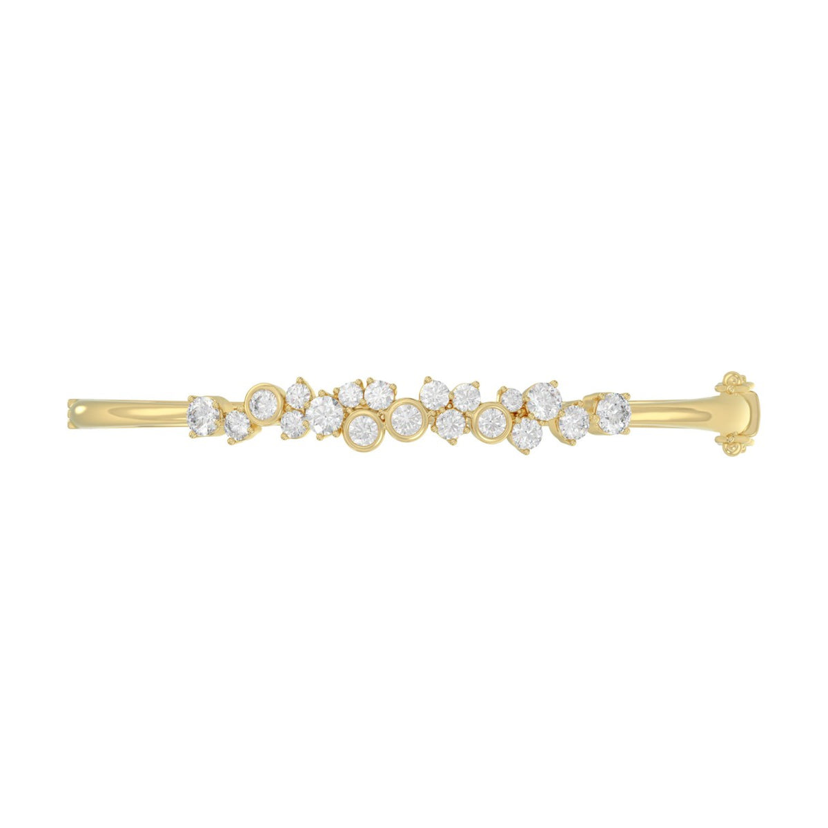 14K Yellow Gold Ladies Flexible Bangle 1 3/4CT Round Cut Diamonds  (Color F-G -Clarity VS1/VS2)