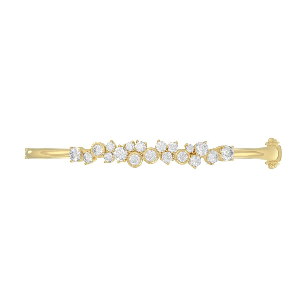14K Yellow Gold Ladies Flexible Bangle 1 3/4CT Round Cut Diamonds  (Color F-G -Clarity VS1/VS2)