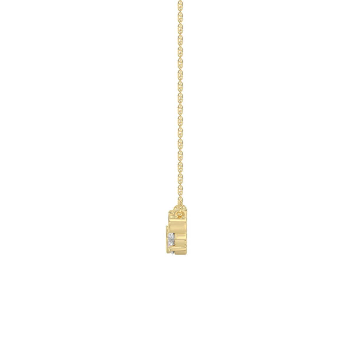 Elegant Ladies 10K Yellow Gold 1/2CT Round Lab Grown five stone Diamond Fancy Bezel set Necklace  (Color F-G -Clarity VS1/VS2)