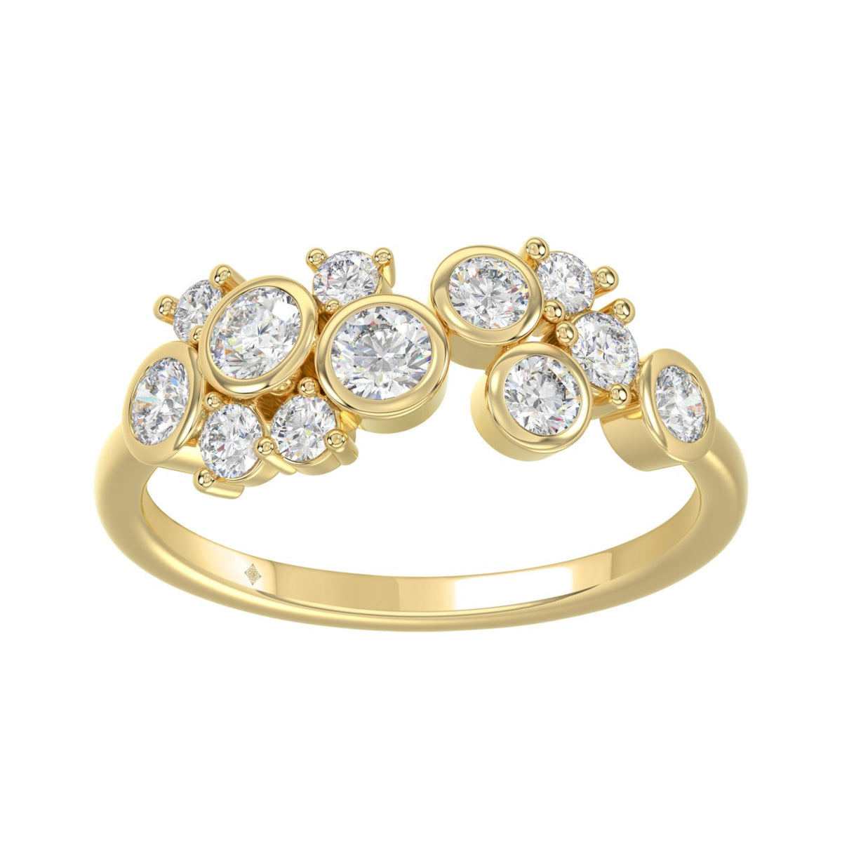Classic 10K Yellow Gold  Round Lab Grown Diamond Ladies Fashion  Ring 3/4Ct (Color F-G -Clarity Vs1/Vs2)