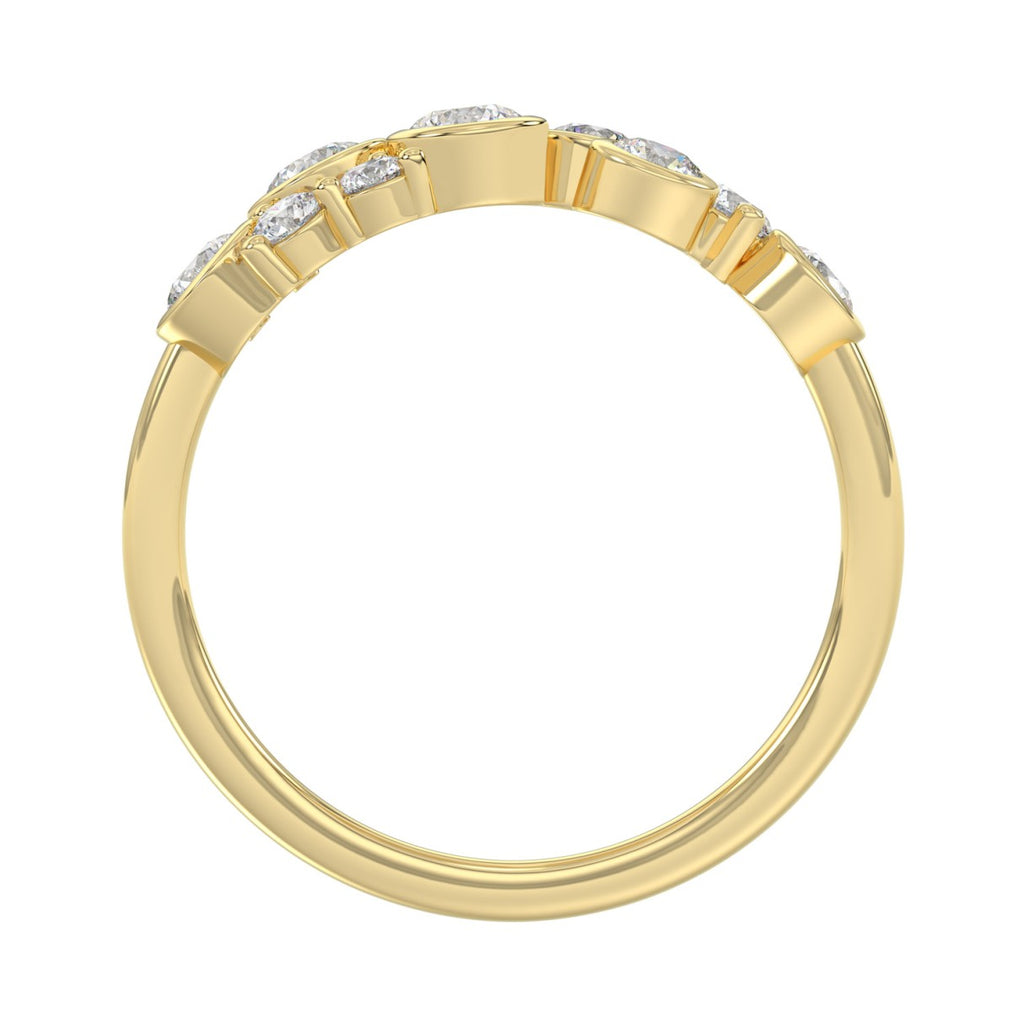 Classic 10K Yellow Gold  Round Lab Grown Diamond Ladies Fashion  Ring 3/4Ct (Color F-G -Clarity Vs1/Vs2)