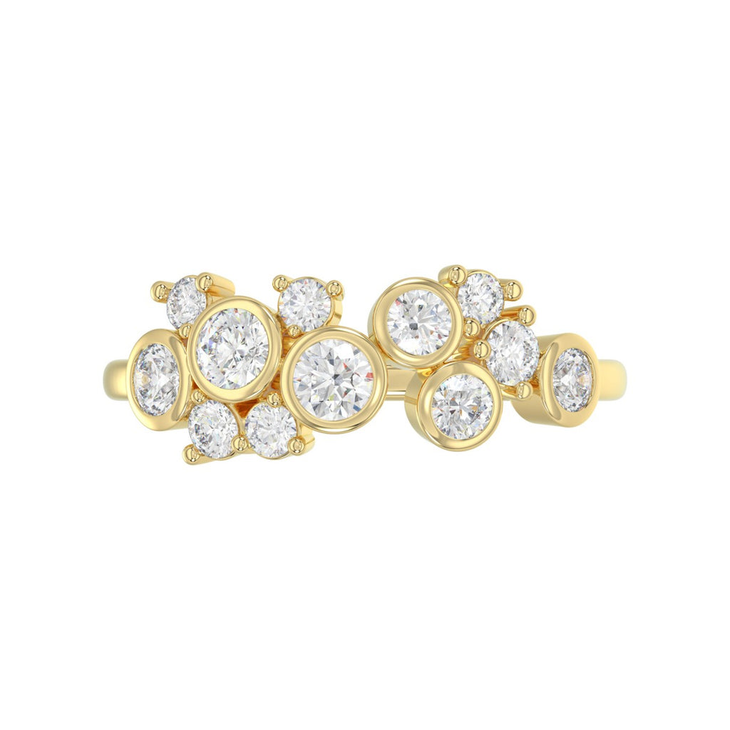 Classic 10K Yellow Gold  Round Lab Grown Diamond Ladies Fashion  Ring 3/4Ct (Color F-G -Clarity Vs1/Vs2)