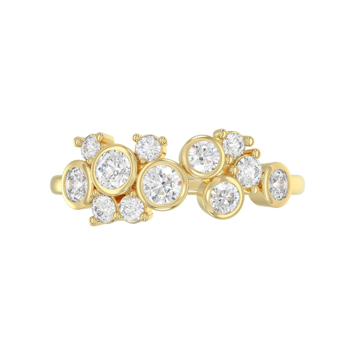 Classic 10K Yellow Gold  Round Lab Grown Diamond Ladies Fashion  Ring 3/4Ct (Color F-G -Clarity Vs1/Vs2)